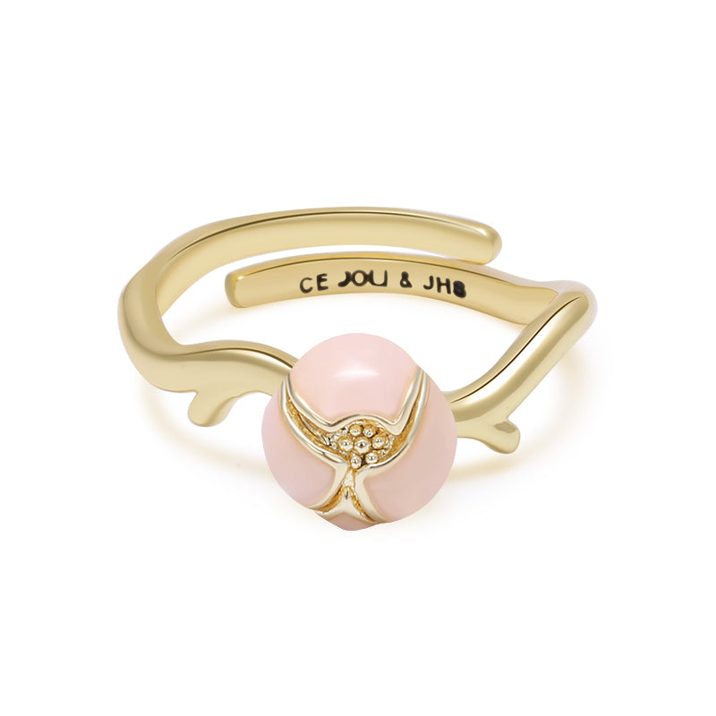 Pink Flower Jewelry Set - Gold - Plated Enamel Romantic Floral Design