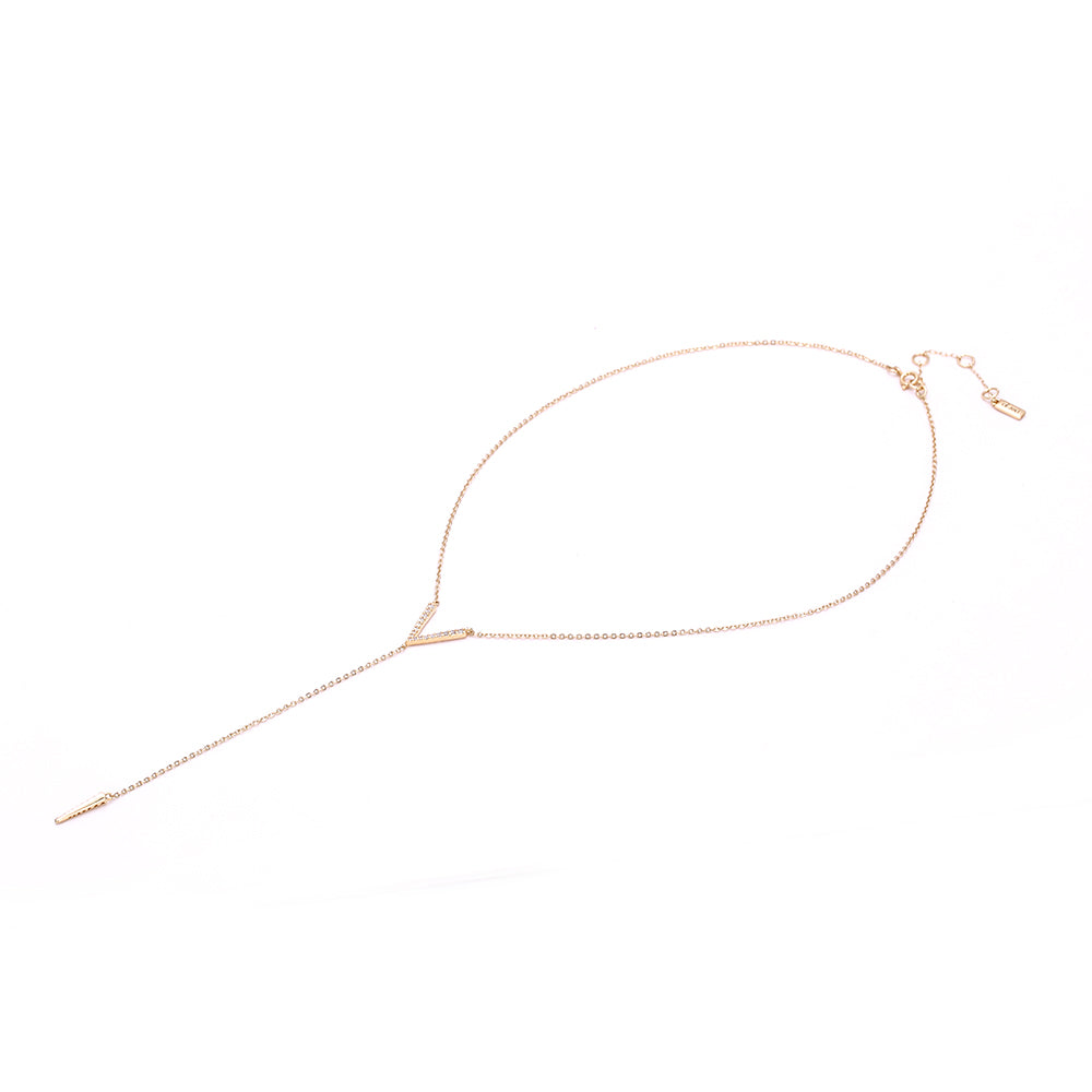 Geometric V - Shape Drop-Gold Necklace