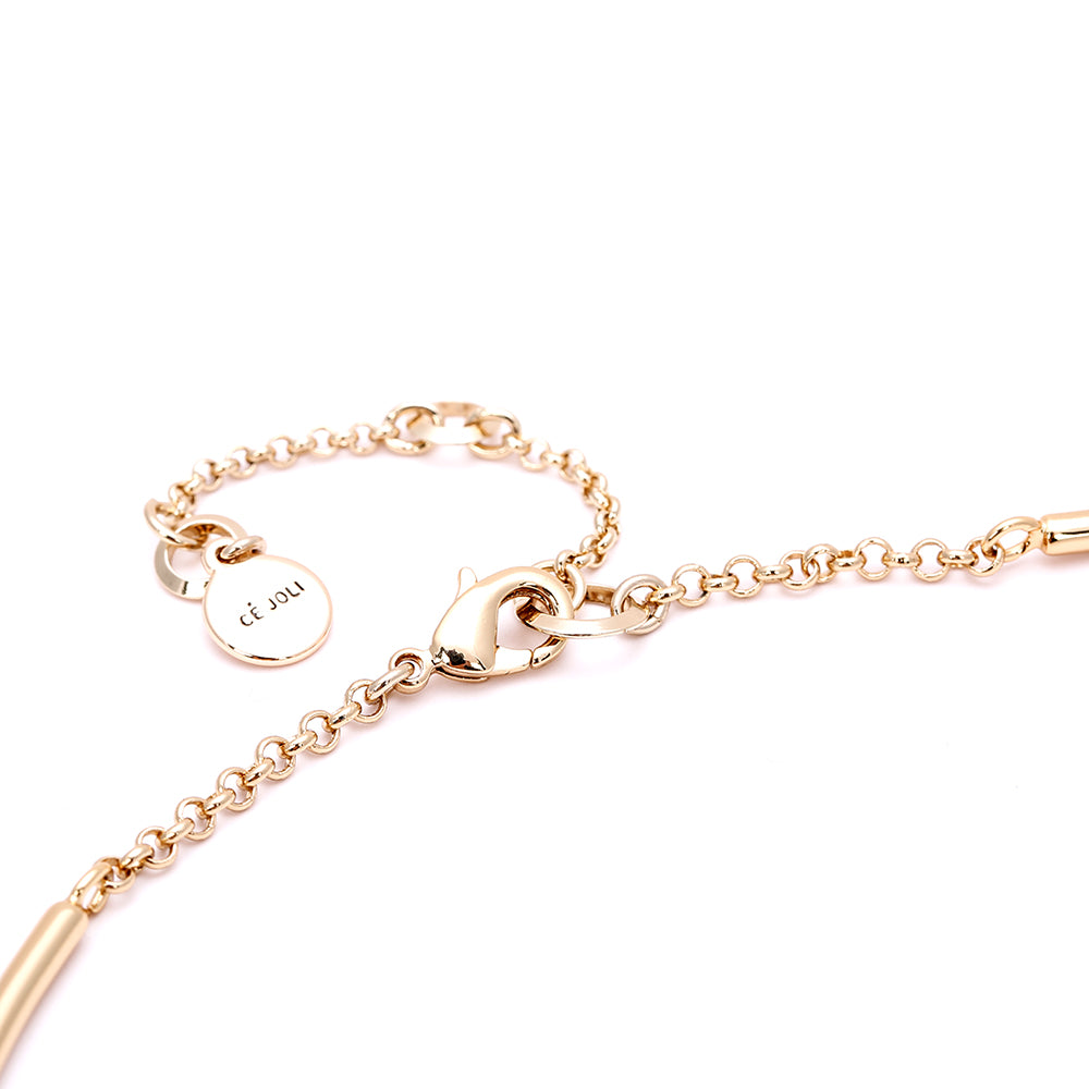 Minimalist Gold-Tone Choker Necklace with Crystal Accent
