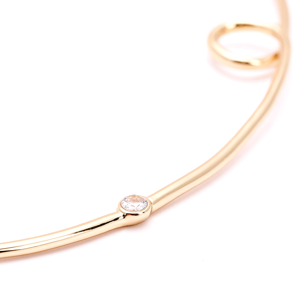 Minimalist Gold-Tone Choker Necklace with Crystal Accent