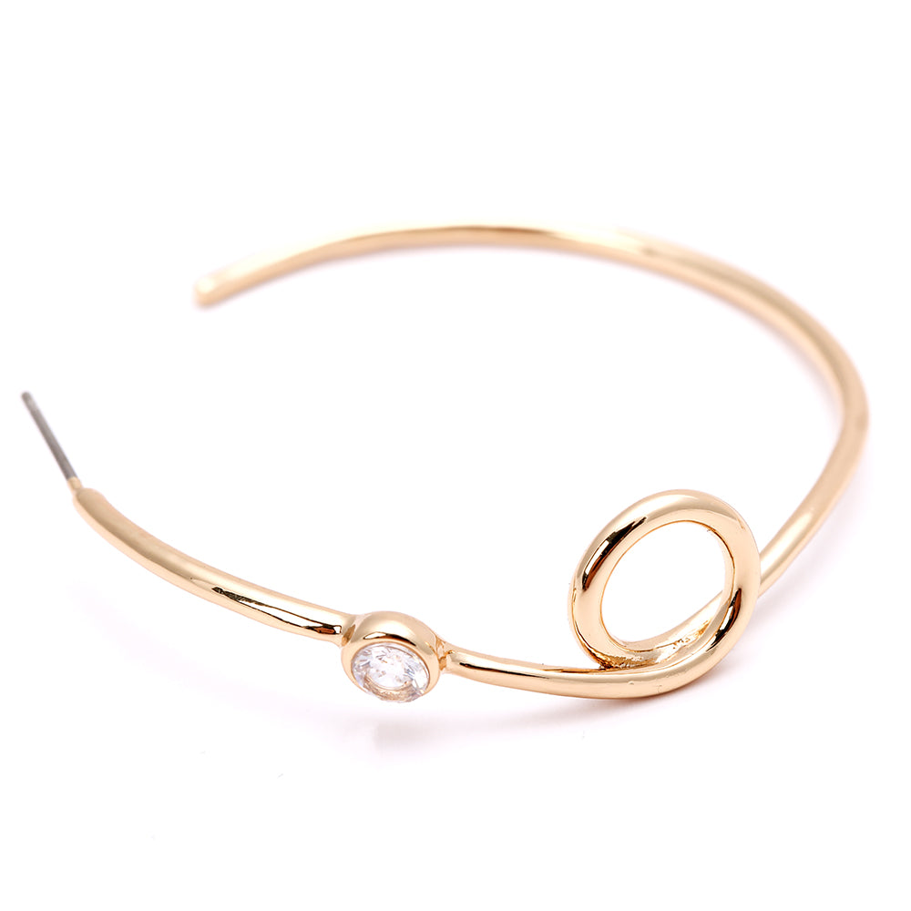 Gold Twisted Hoop Earrings with Zircon Accent - Minimalist Elegant Jewelry
