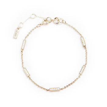 Gold - Plated Zircon Bar Chain Bracelet