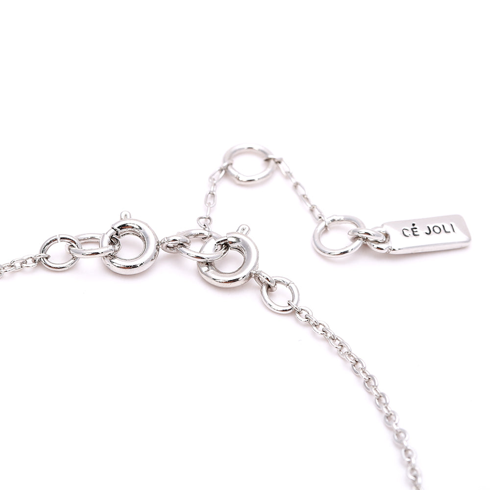 Elegant - Tone Bar with Sparkling Crystal-Silver Bracelet