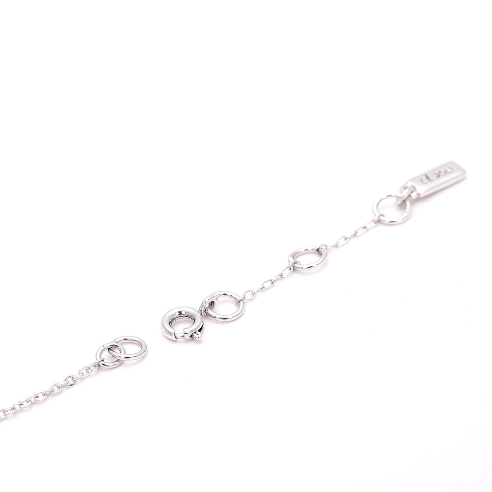 Elegant - Tone Bar with Sparkling Crystal-Silver Bracelet