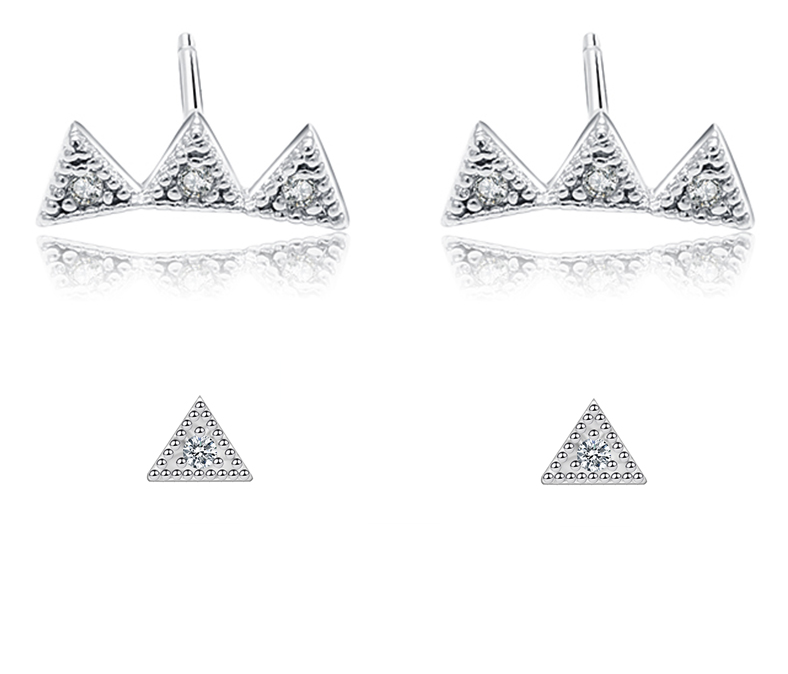 Triangle Zircon Stud Earrings Set