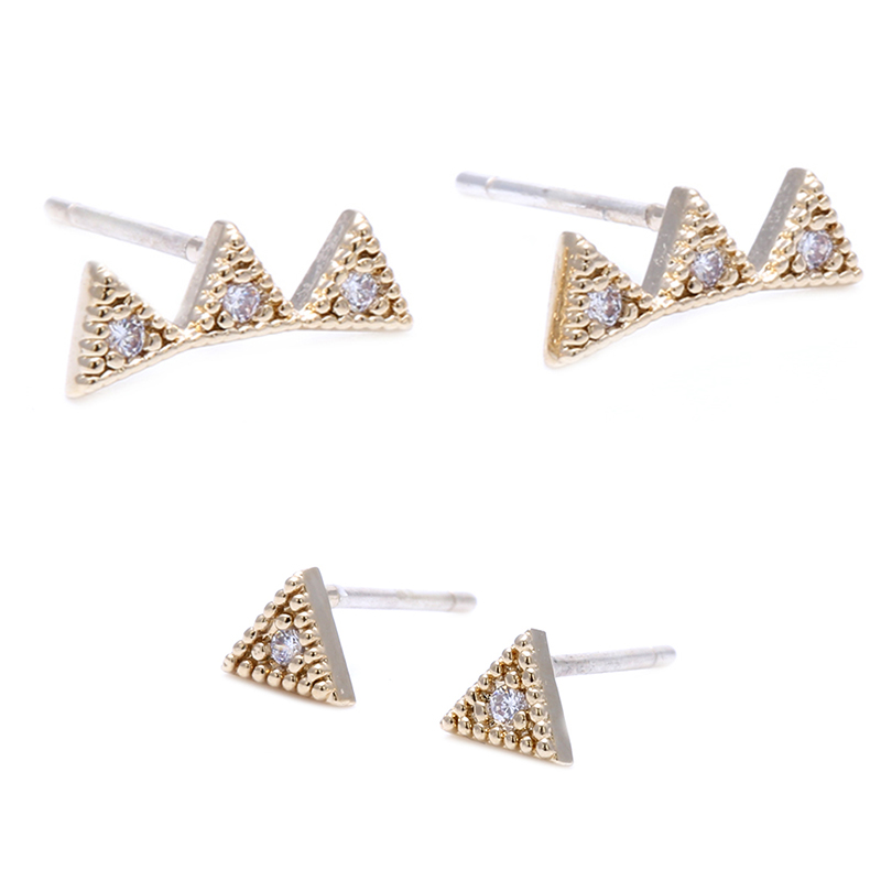 Triangle Zircon Stud Earrings Set