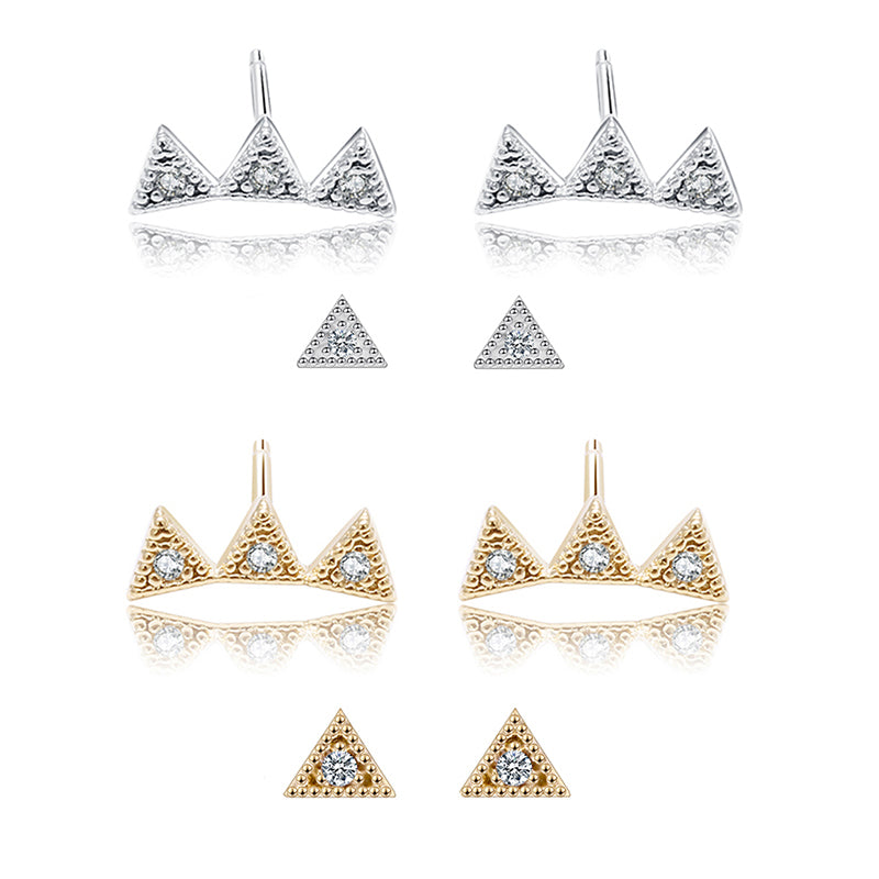 Triangle Zircon Stud Earrings Set