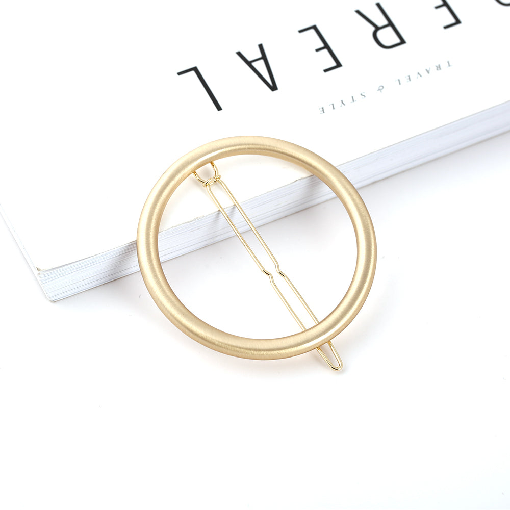 Minimalist Metal Circle Hair Clips - 2 - Tone Gold Hair Accessories for Women