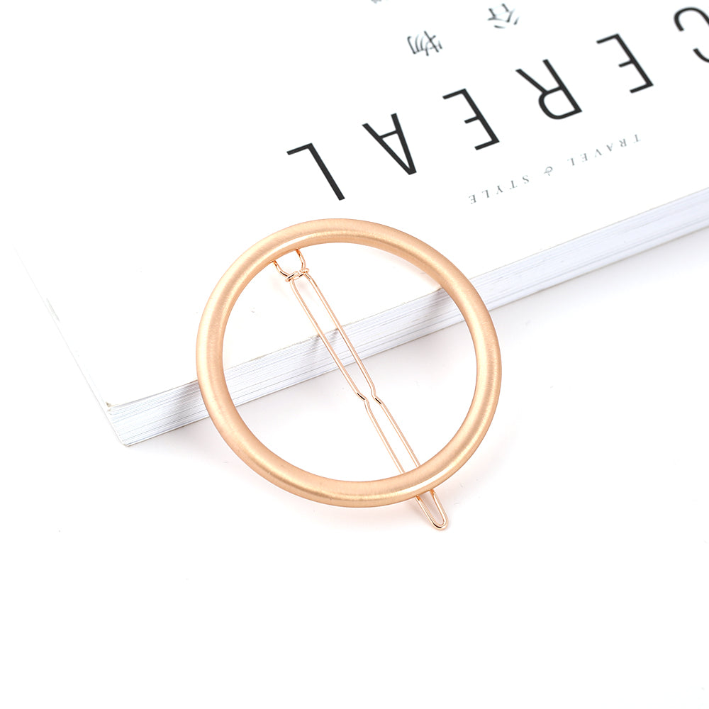 Minimalist Metal Circle Hair Clips - 2 - Tone Gold Hair Accessories for Women