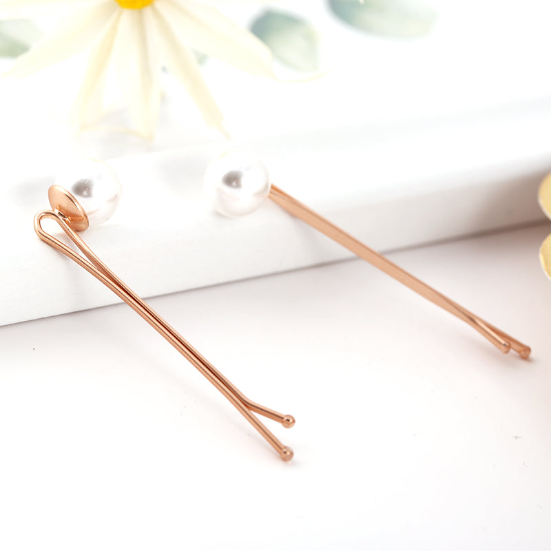 Elegant Pearl & Rose Gold Hair Pins - Timeless Beauty for Every Look