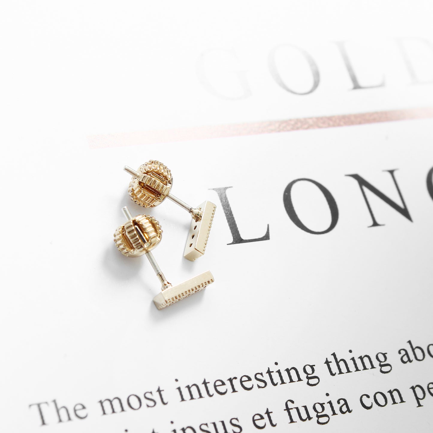 Gold - Plated Bar Stud Earrings with Crystal