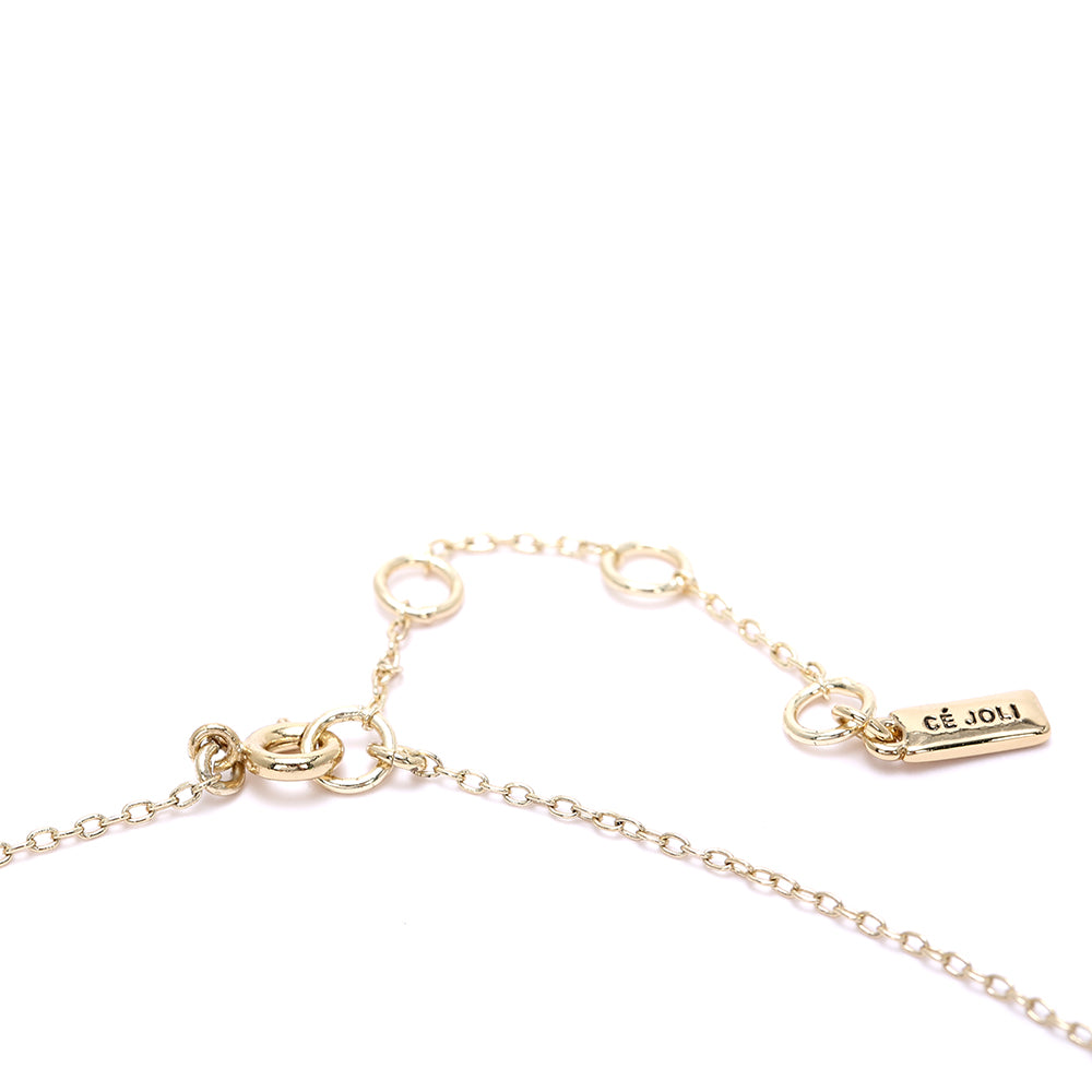Gold - Plated Leaf - Necklace with Sparkling Cubic Zirconia