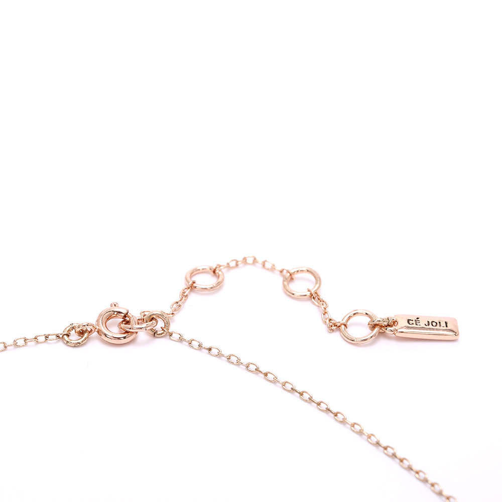 Rose Gold Plated Flower Necklace with Sparkling Cubic Zirconia