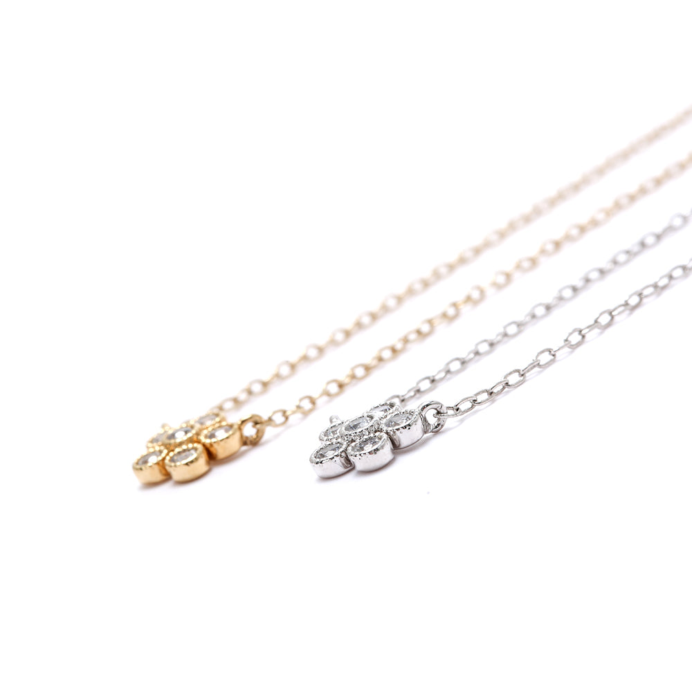 Gold/ Silver plated Toned Floral Necklace with Sparkling Crystals
