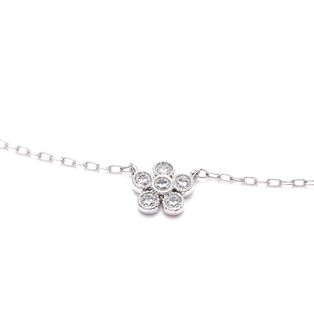 Gold/ Silver plated Toned Floral Necklace with Sparkling Crystals