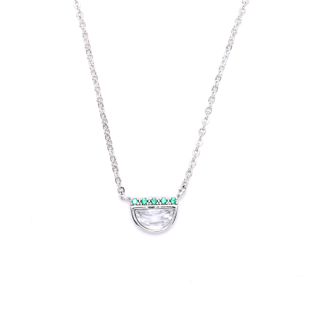 Colorful - Embellished Half - Moon Pendant Necklaces