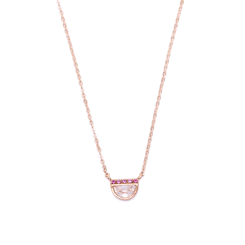Colorful - Embellished Half - Moon Pendant Necklaces