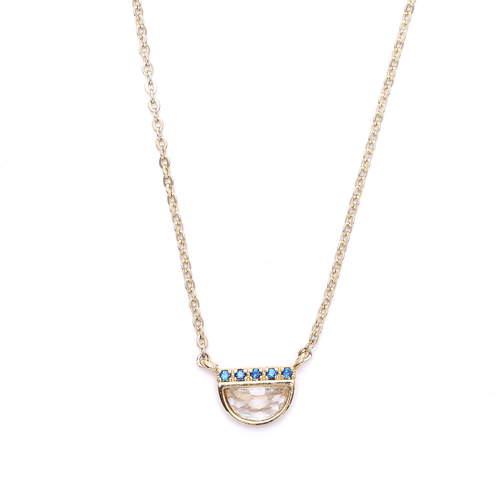 Colorful - Embellished Half - Moon Pendant Necklaces