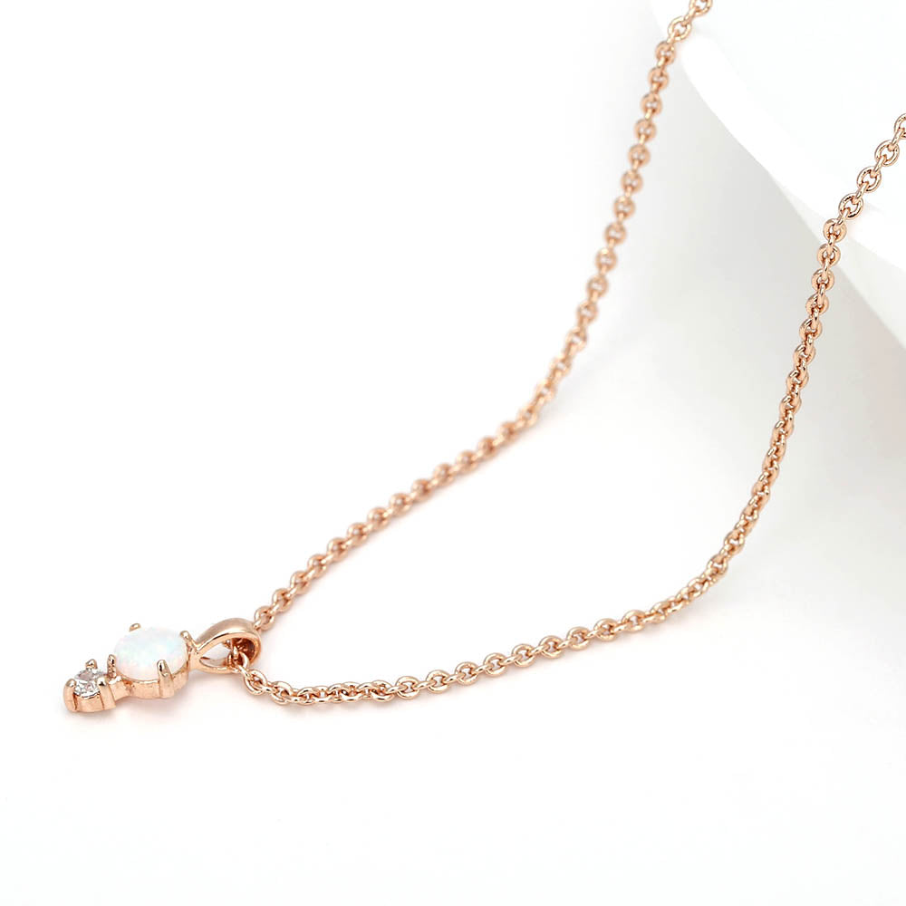 Dainty Gold-Tone Choker Necklace with Opal & Crystal Accent