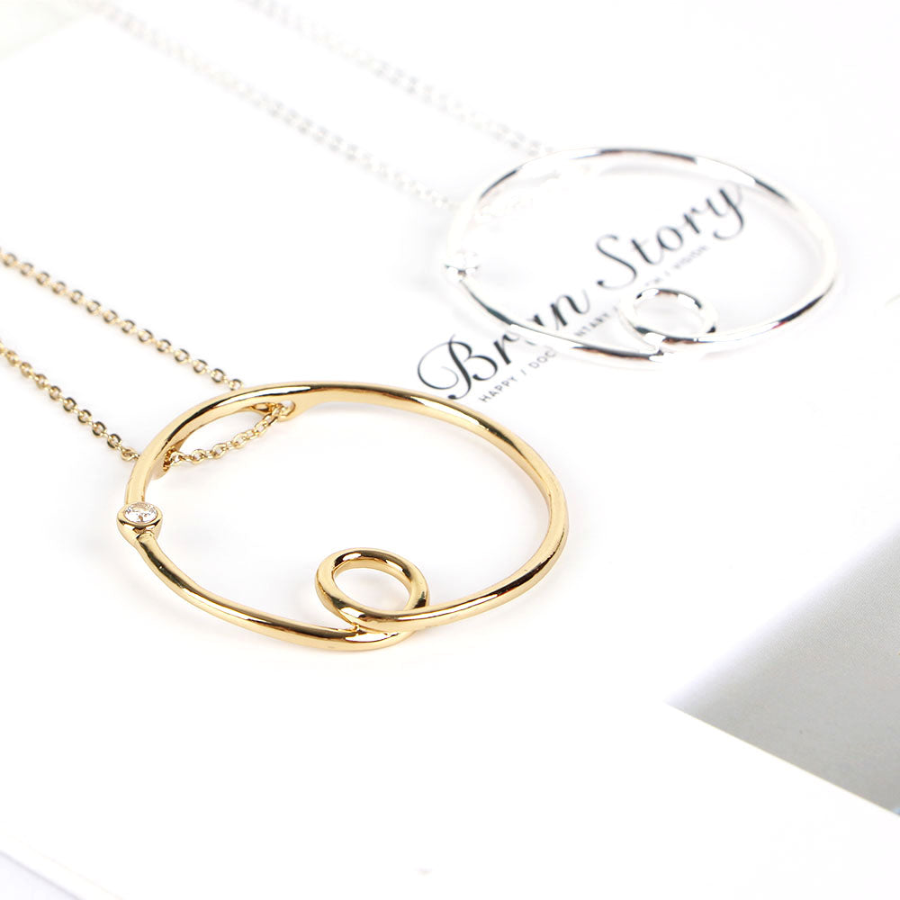 Minimalist Open Circle Pendant Necklace - Gold & Silver Statement Jewelry