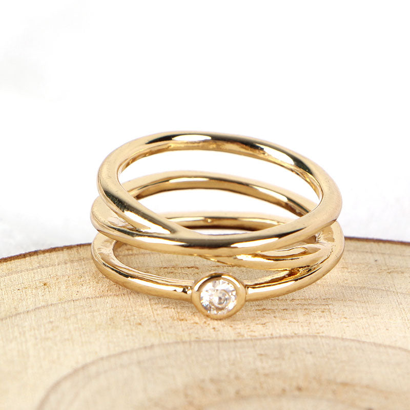 Gold Intertwined Ring with Sparkling Diamond Accent
