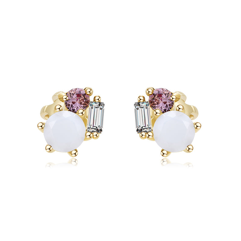 Exquisite Gold - Plated Gemstone Jewelry Set: Necklace & Earrings