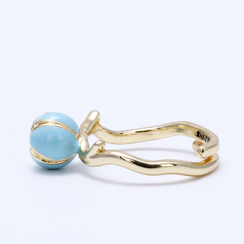 Blue Floral Jewelry Set - Gold - Plated Necklace, Bracelet, Earrings & Ring for Women