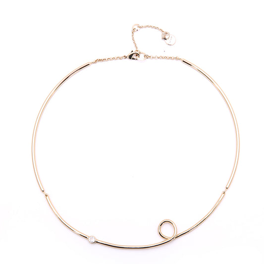 Minimalist Gold-Tone Choker Necklace with Crystal Accent
