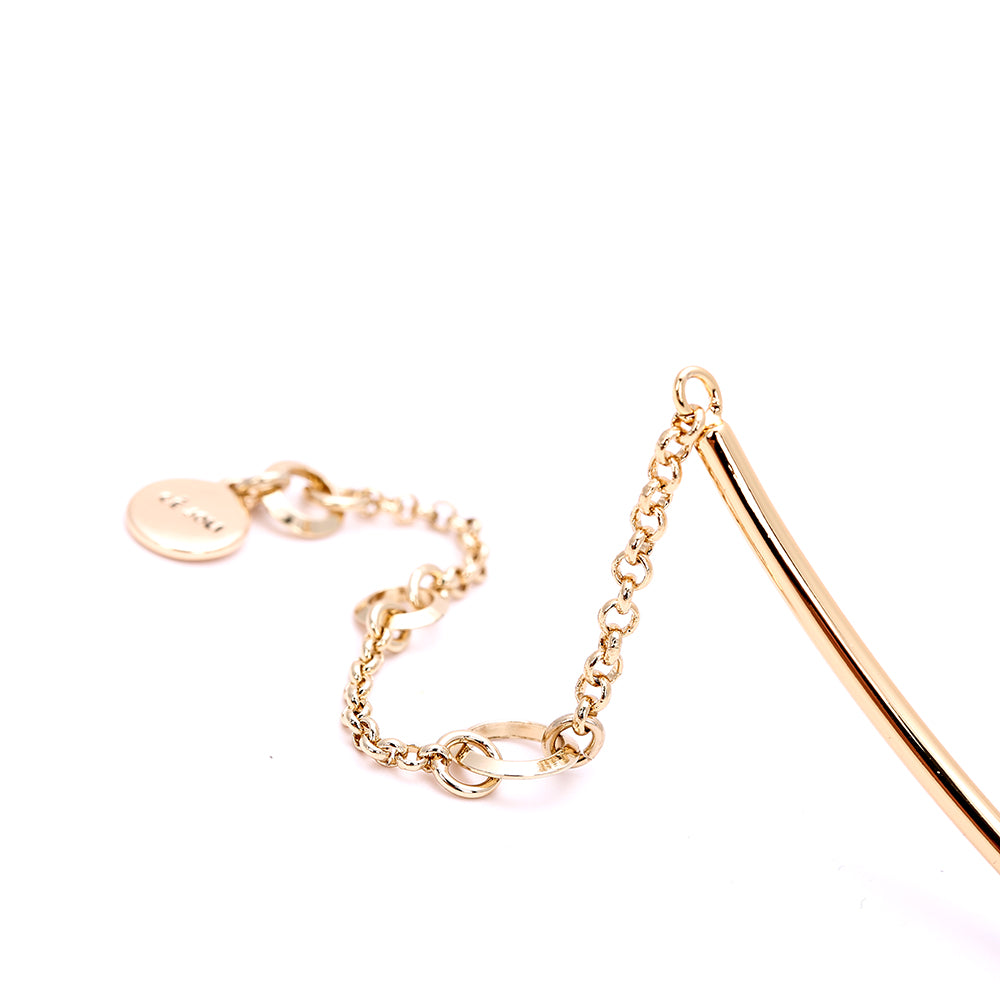 Minimalist Gold-Tone Choker Necklace with Crystal Accent