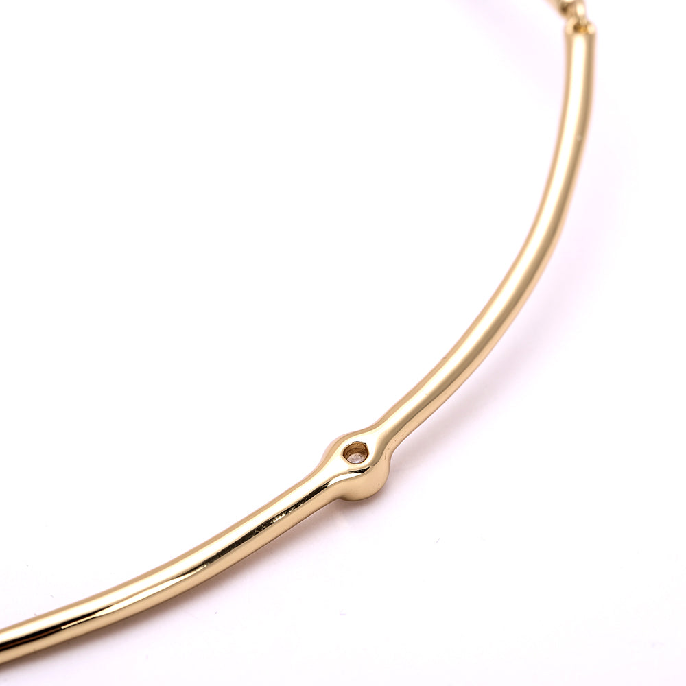 Minimalist Gold-Tone Choker Necklace with Crystal Accent