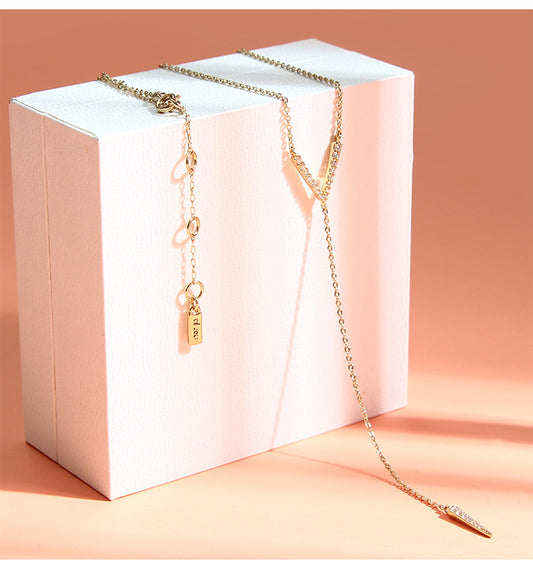 Geometric V - Shape Drop-Gold Necklace