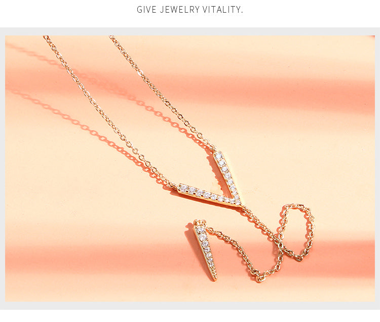 Geometric V - Shape Drop-Gold Necklace