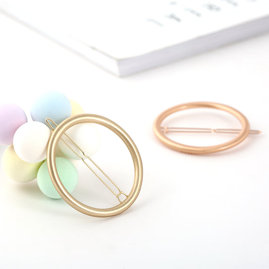 Minimalist Metal Circle Hair Clips - 2 - Tone Gold Hair Accessories for Women