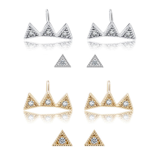 Triangle Zircon Stud Earrings Set