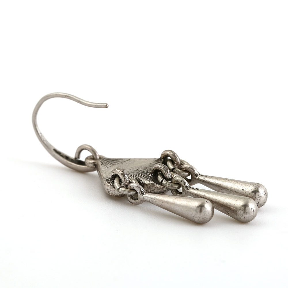 Vintage Silver - Tone Dangle Earrings with Teardrop Charms