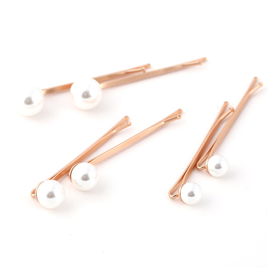 Elegant Pearl & Rose Gold Hair Pins - Timeless Beauty for Every Look
