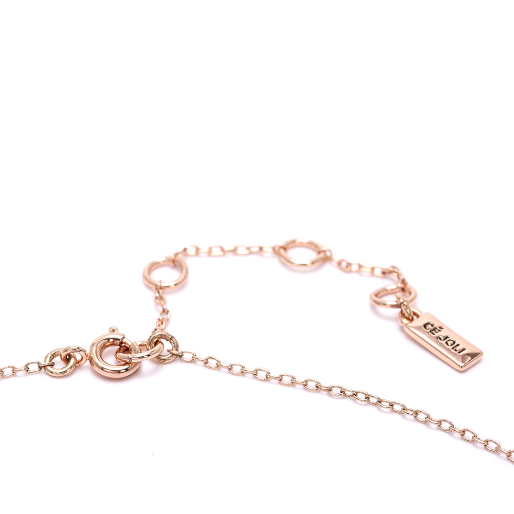 Hexagonal Rose Gold - Plated Necklace with Sparkling Cubic Zirconia