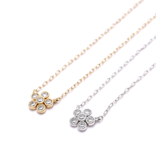 Gold/ Silver plated Toned Floral Necklace with Sparkling Crystals