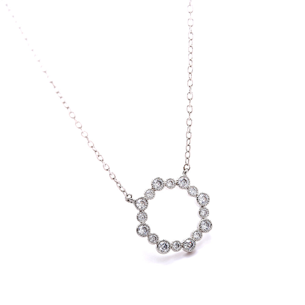 Elegant Circular  - Inlaid Silver Plated Necklace