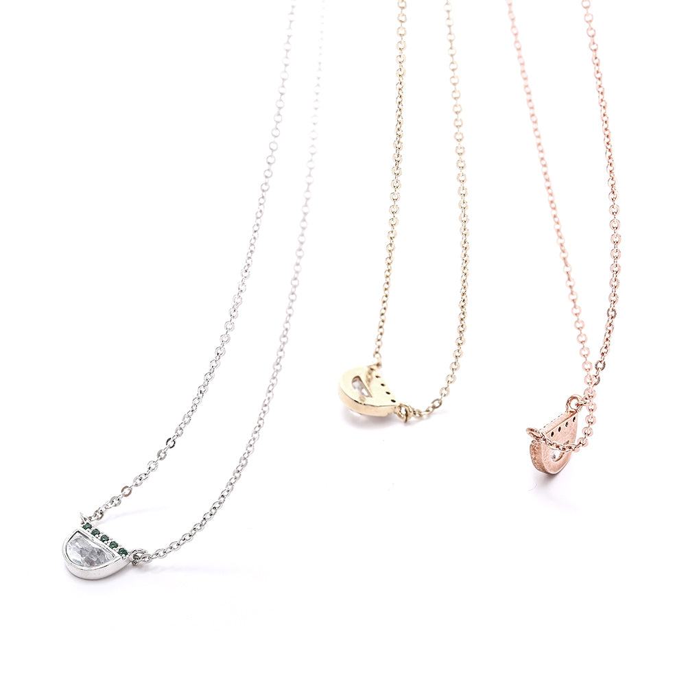 Colorful - Embellished Half - Moon Pendant Necklaces