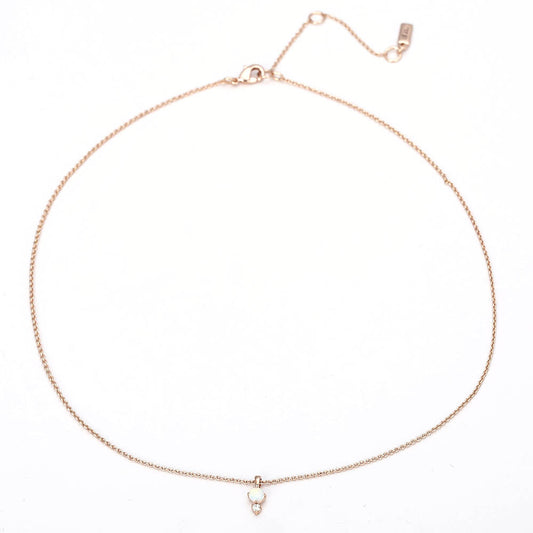 Dainty Gold-Tone Choker Necklace with Opal & Crystal Accent