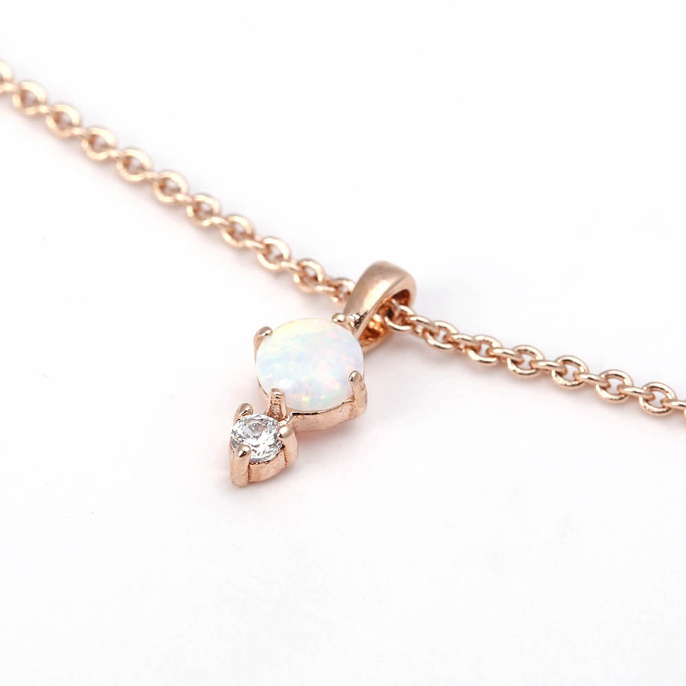 Dainty Gold-Tone Choker Necklace with Opal & Crystal Accent