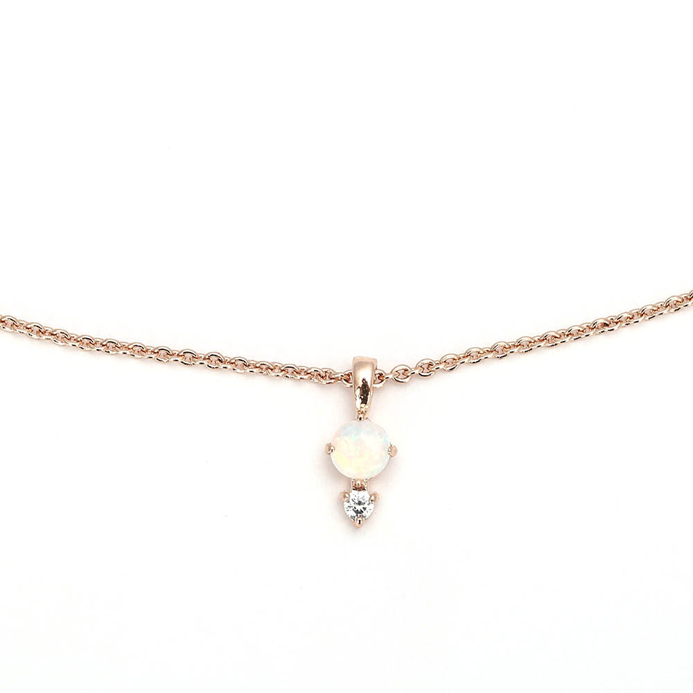 Dainty Gold-Tone Choker Necklace with Opal & Crystal Accent
