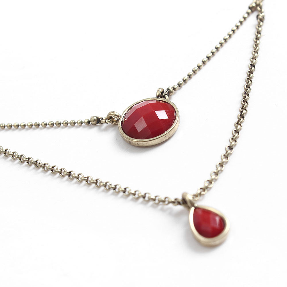Bohemian Layered Red Bead & Tassel Necklace - Vintage Style Statement Jewelry