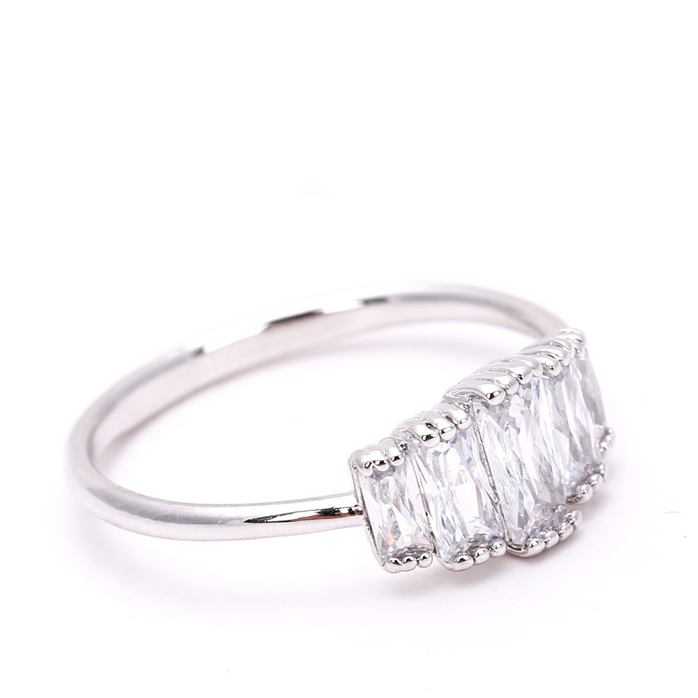 legant Baguette - Cut Crystal - Silver Plated Ring