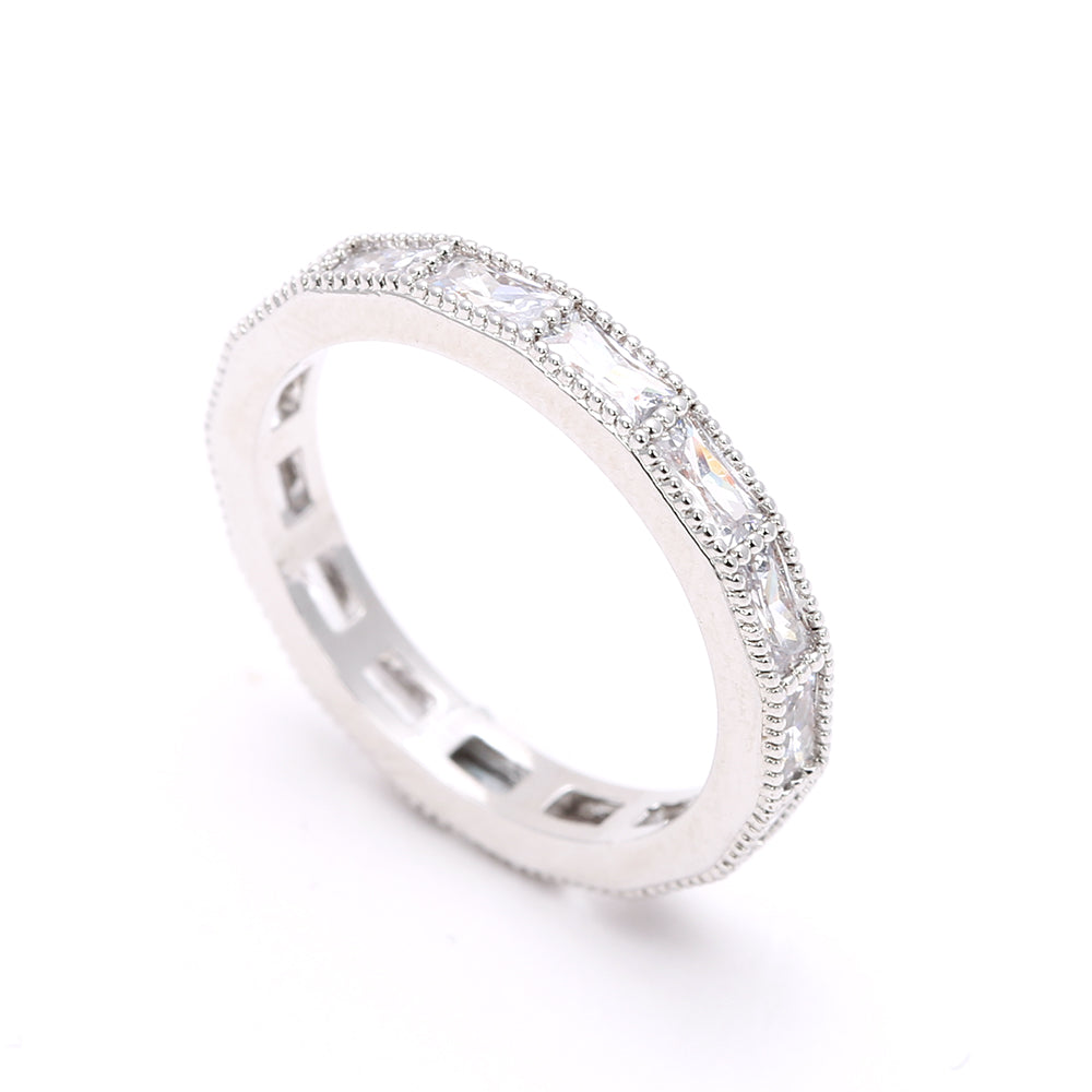 Eternity Baguette-Cut CZ Silver Eternity Band Ring