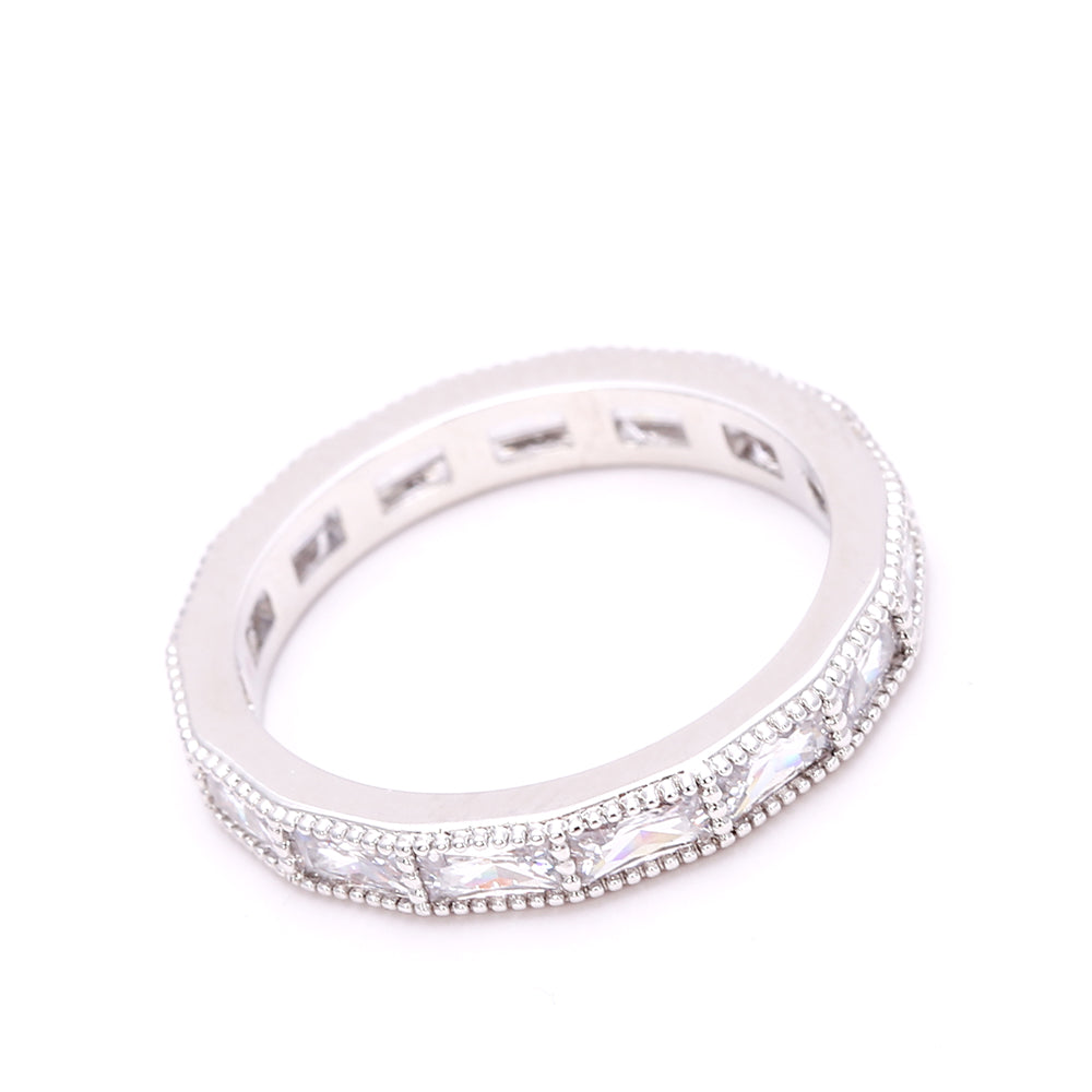 Eternity Baguette-Cut CZ Silver Eternity Band Ring