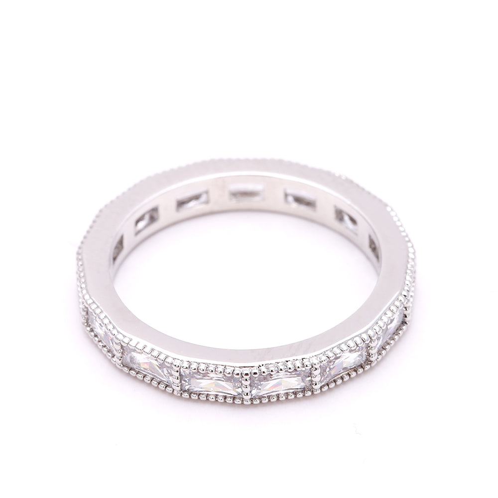 Eternity Baguette-Cut CZ Silver Eternity Band Ring