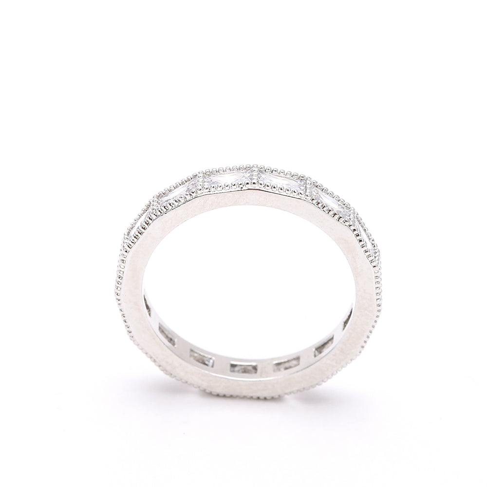 Eternity Baguette-Cut CZ Silver Eternity Band Ring