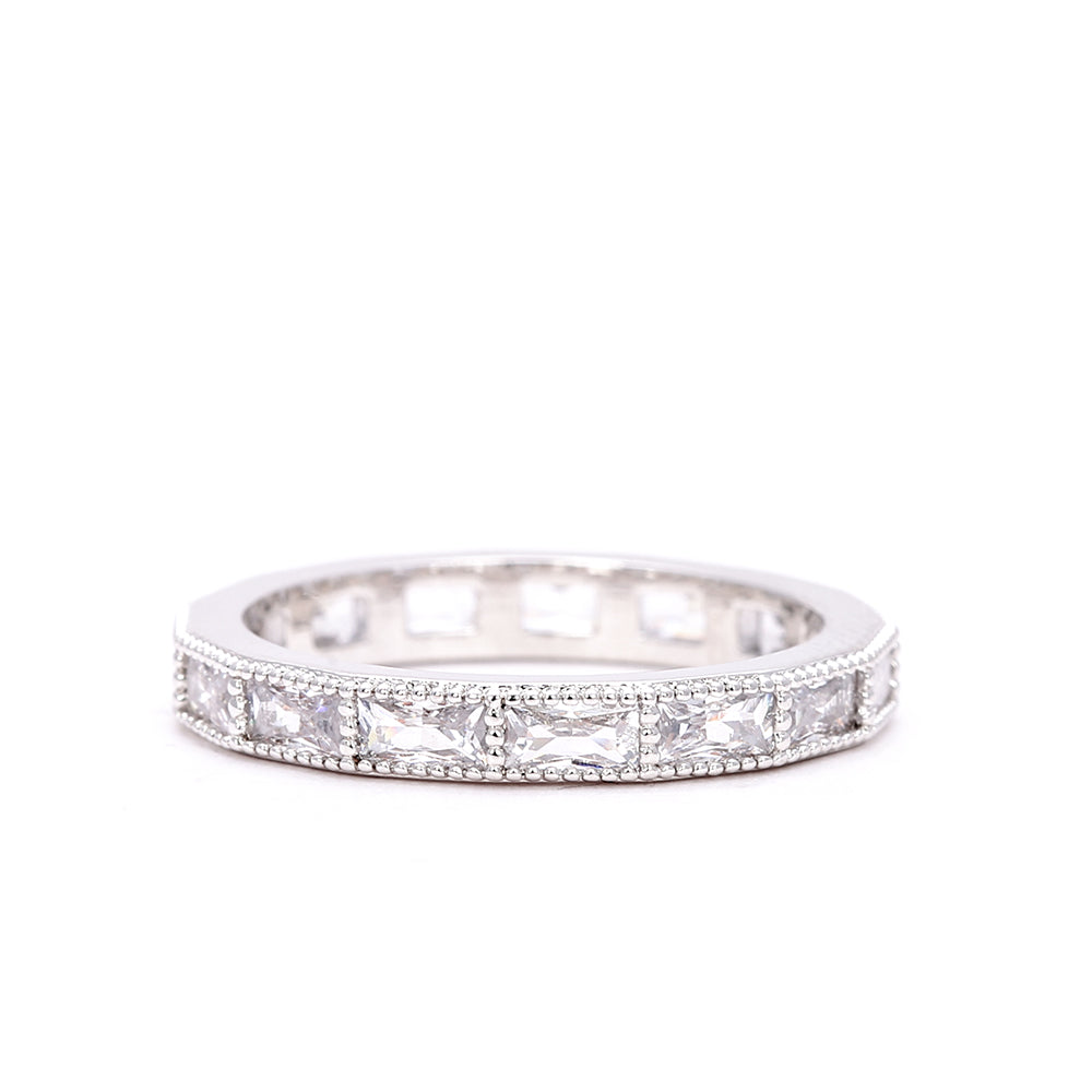 Eternity Baguette-Cut CZ Silver Eternity Band Ring